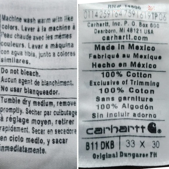 Vintage Carhartt B11 Dark Brown Duck Work Pants 33x30 Dungaree Fit - Picture 3 of 10